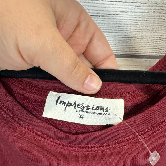 Impressions Plus Size Maroon "Classy Until Kickoff" Sequin Football Top Size 2X - Picture 7 of 9